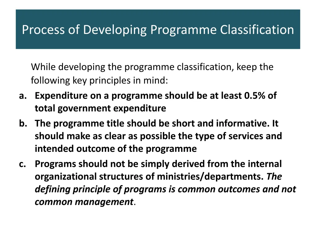 process of developing programme classification 4