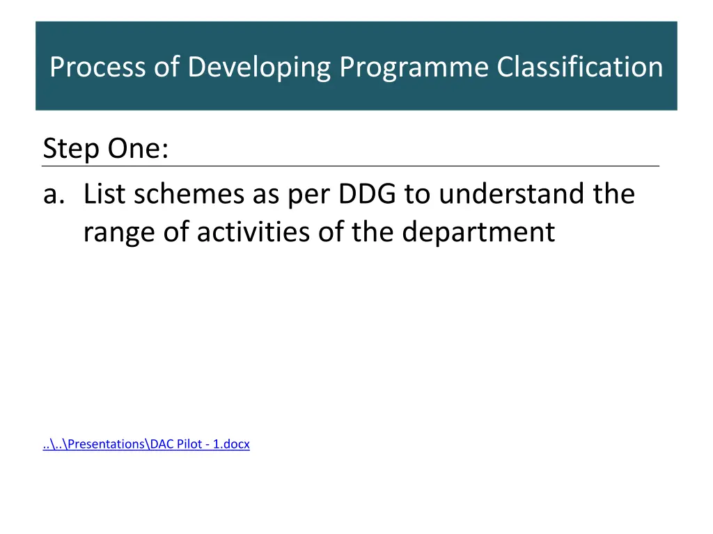process of developing programme classification