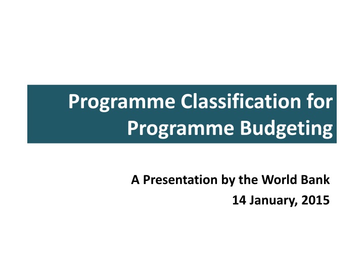 programme classification for programme budgeting