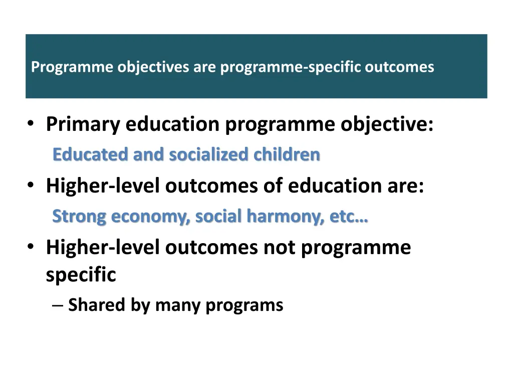 programme objectives are programme specific