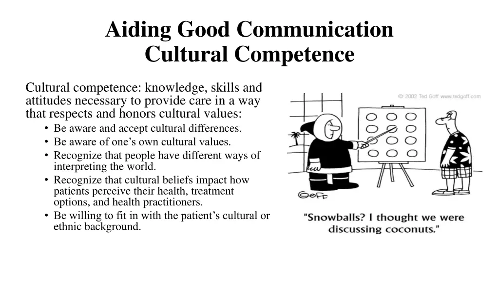 aiding good communication cultural competence