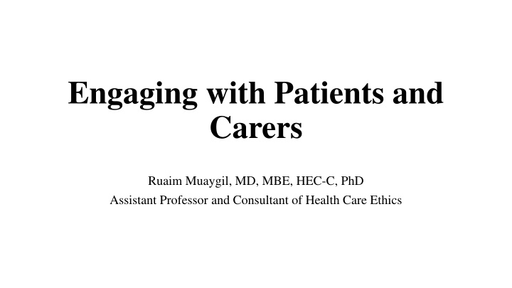 engaging with patients and carers