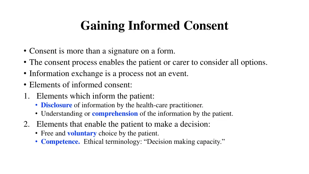 gaining informed consent