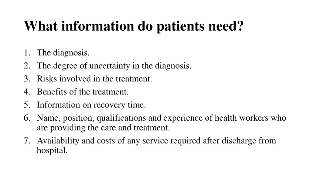 what information do patients need