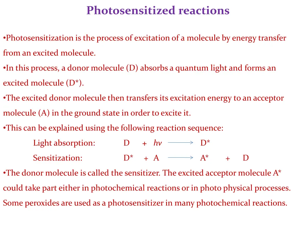 photosensitized reactions
