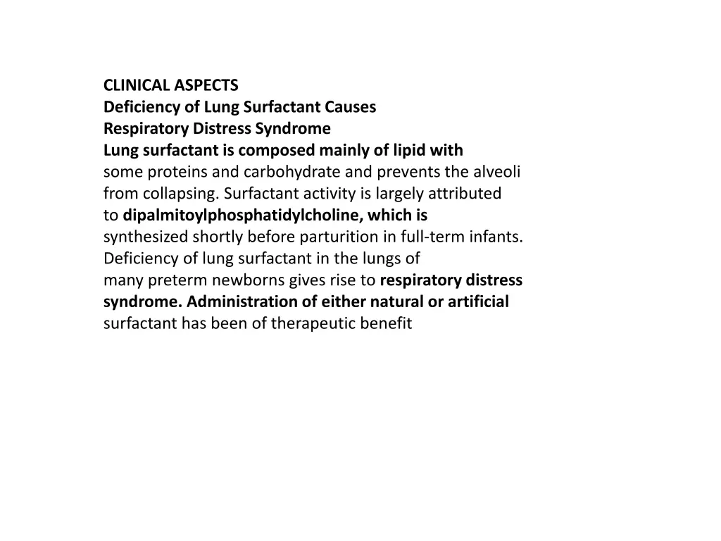 clinical aspects deficiency of lung surfactant
