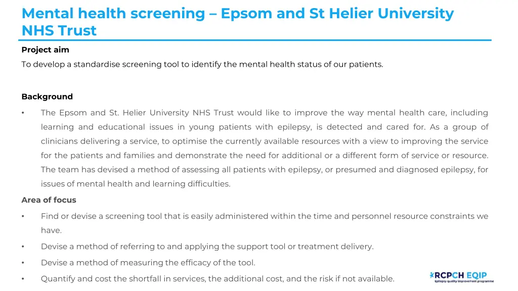 mental health screening epsom and st helier