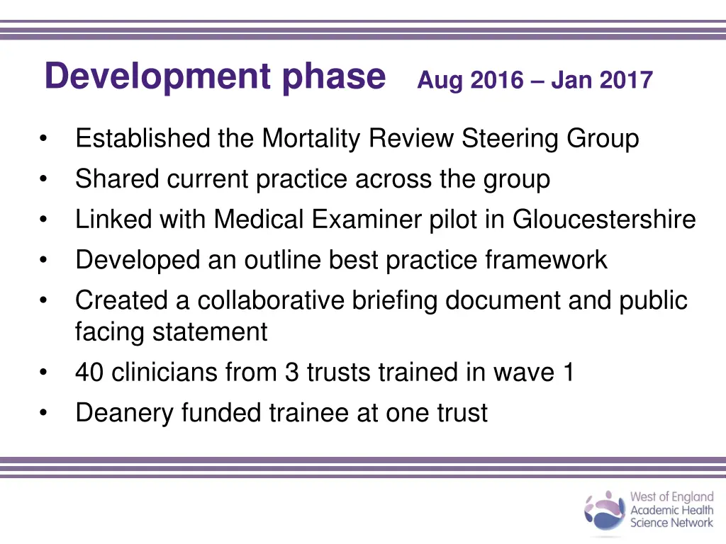 development phase aug 2016 jan 2017