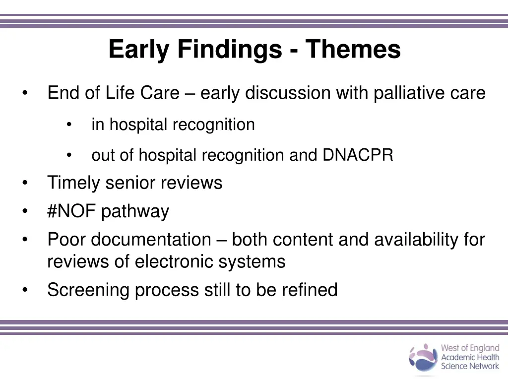 early findings themes
