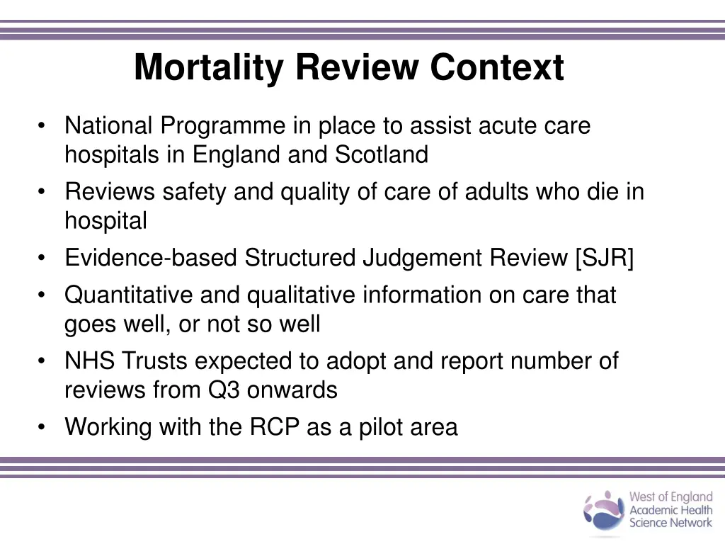 mortality review context