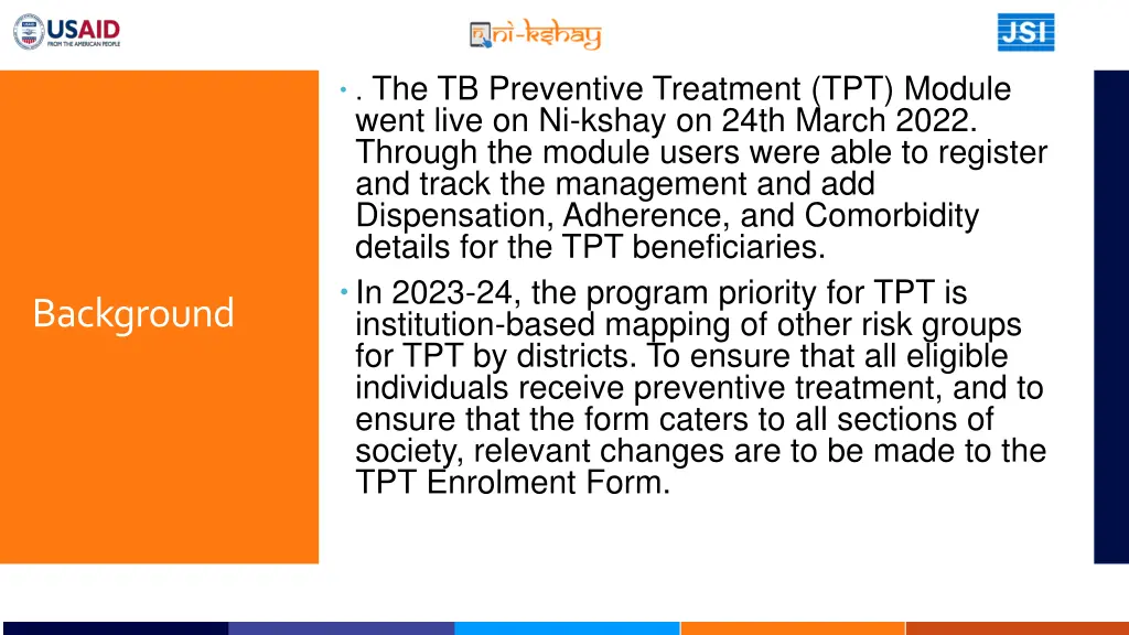 the tb preventive treatment tpt module went live