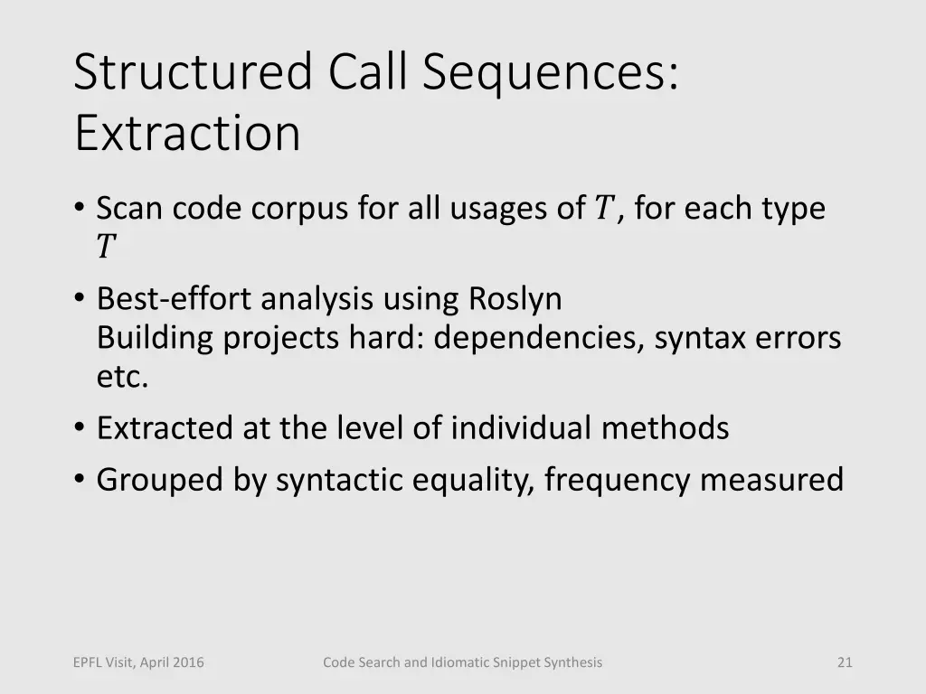 structured call sequences extraction
