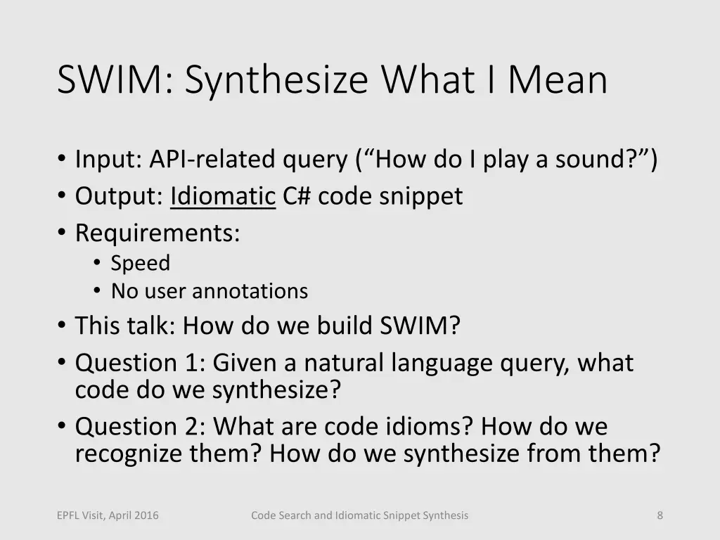 swim synthesize what i mean 2