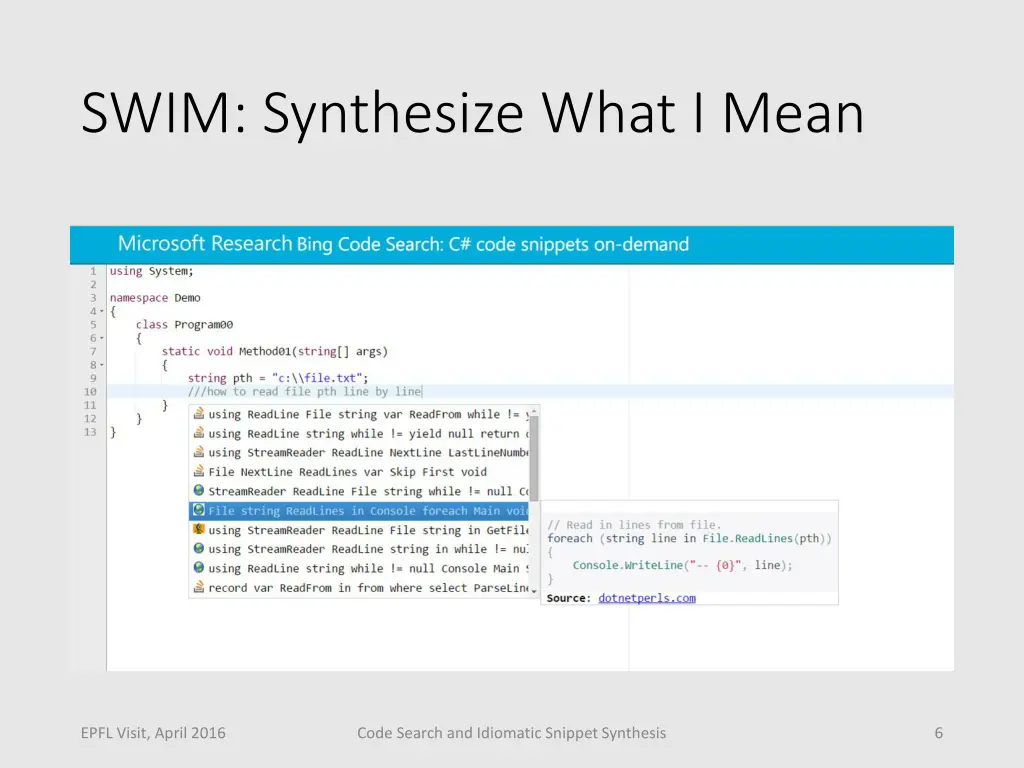 swim synthesize what i mean