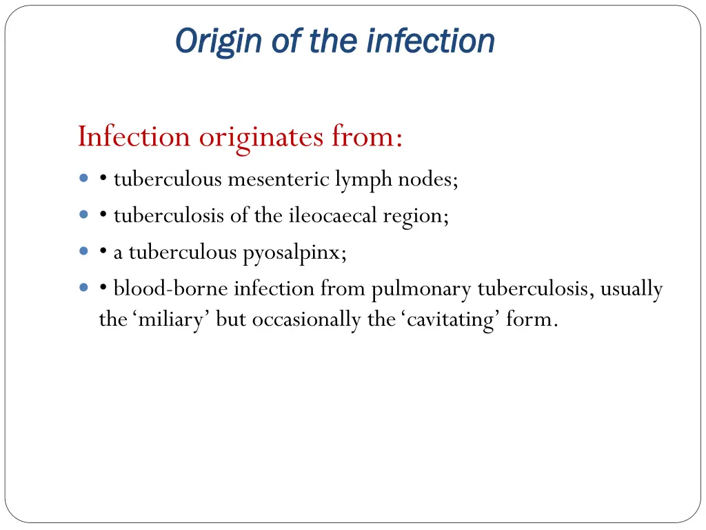 origin of the infection origin of the infection