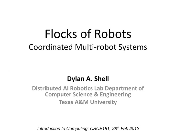 flocks of robots coordinated multi robot systems