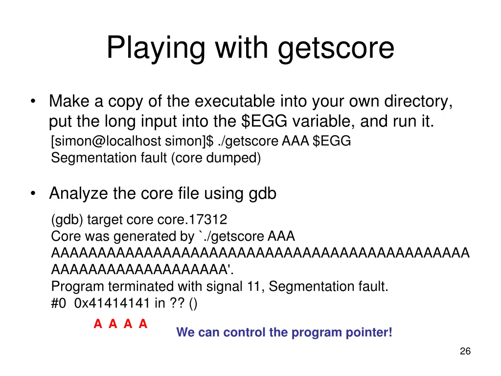playing with getscore