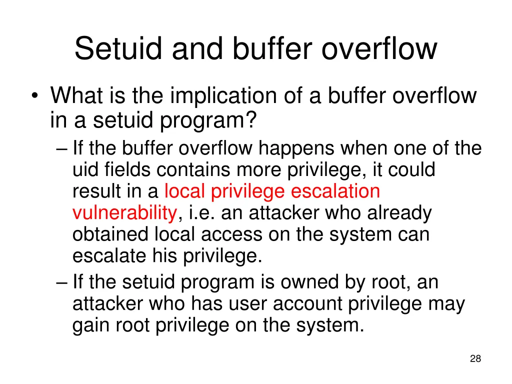 setuid and buffer overflow