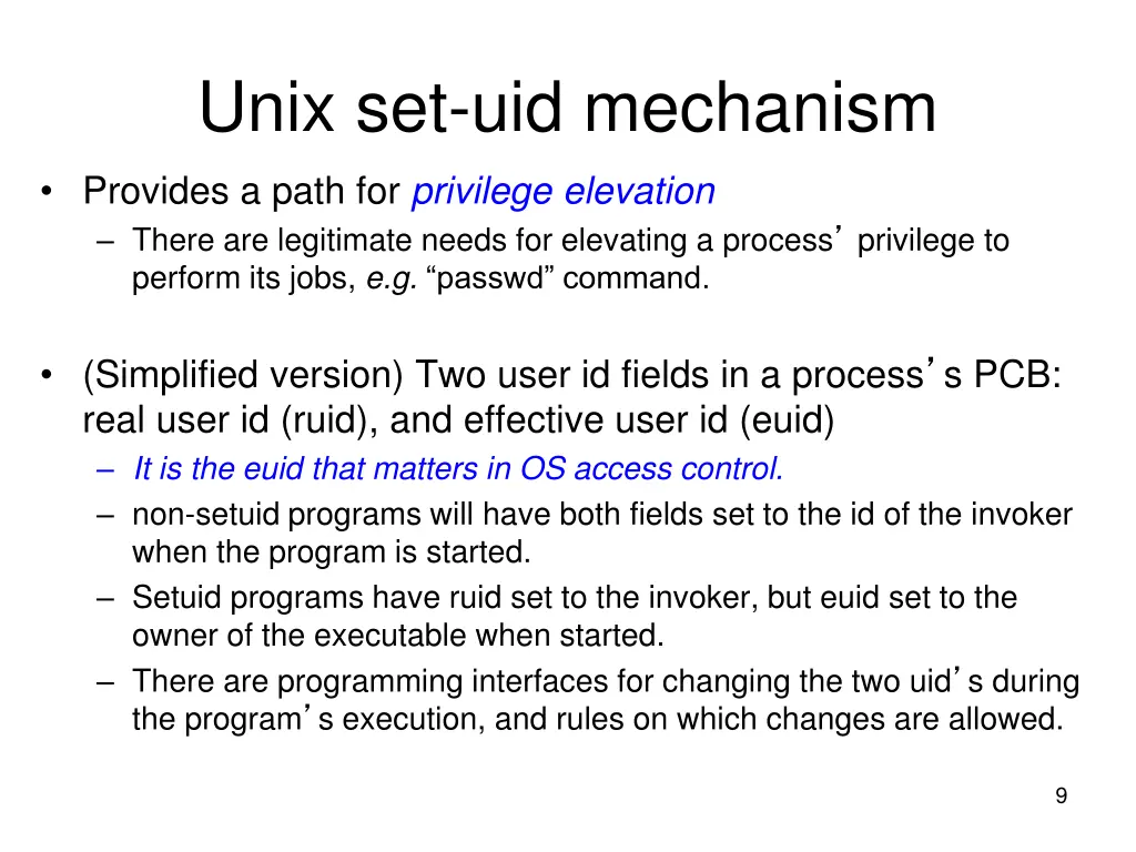 unix set uid mechanism 1