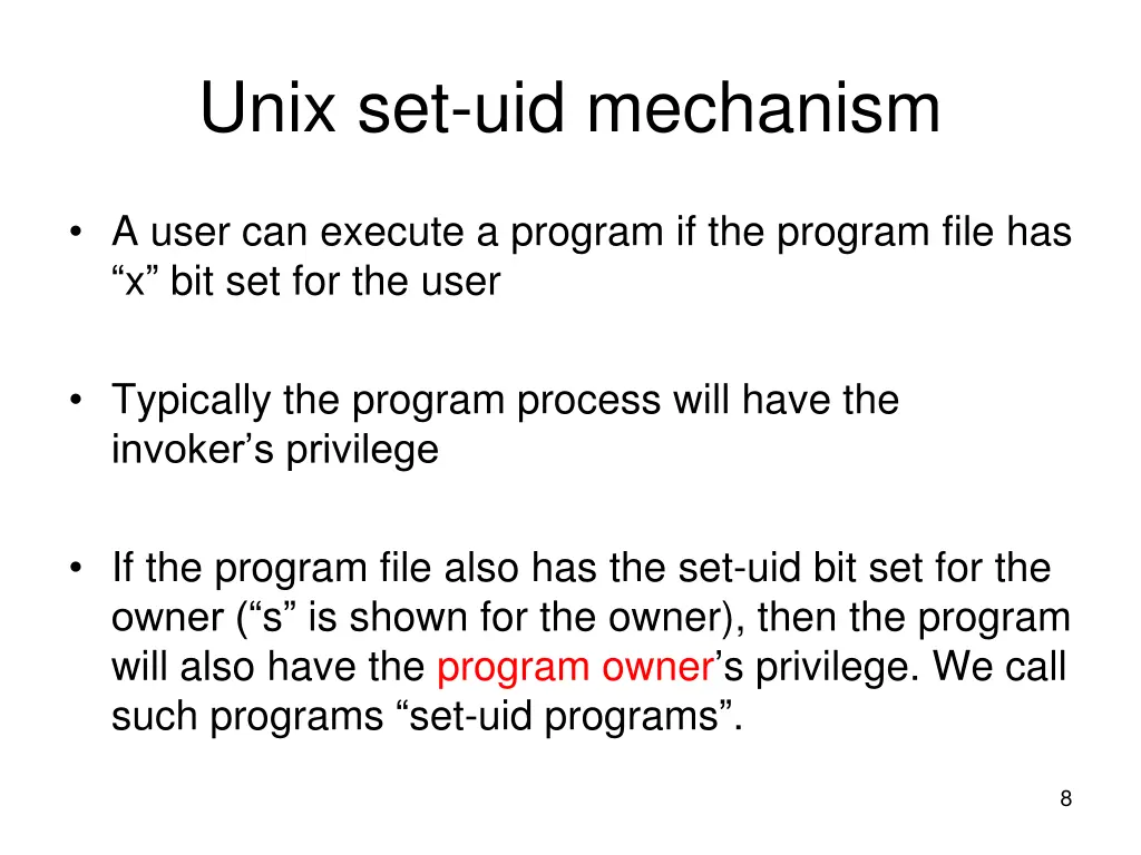 unix set uid mechanism