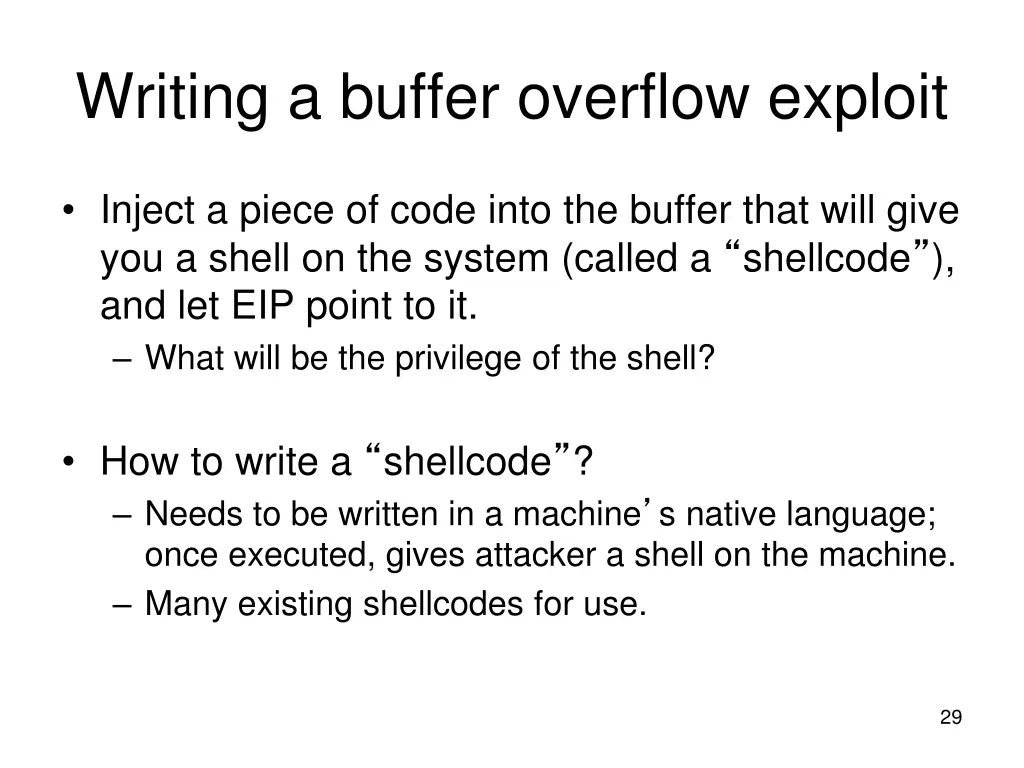 writing a buffer overflow exploit