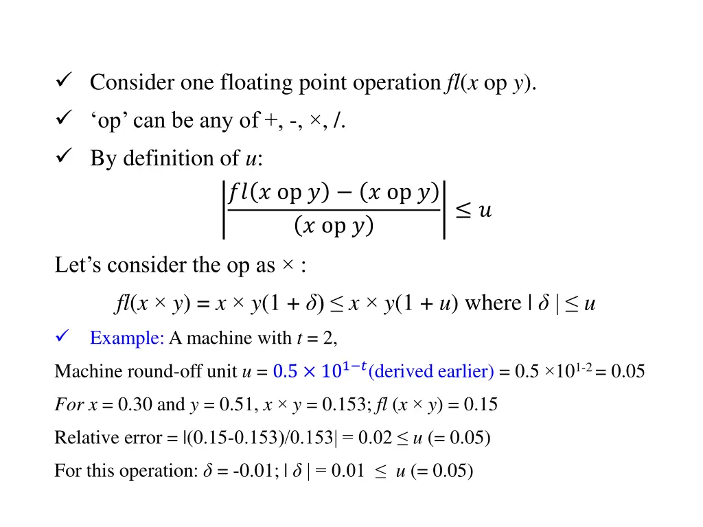 consider one floating point operation