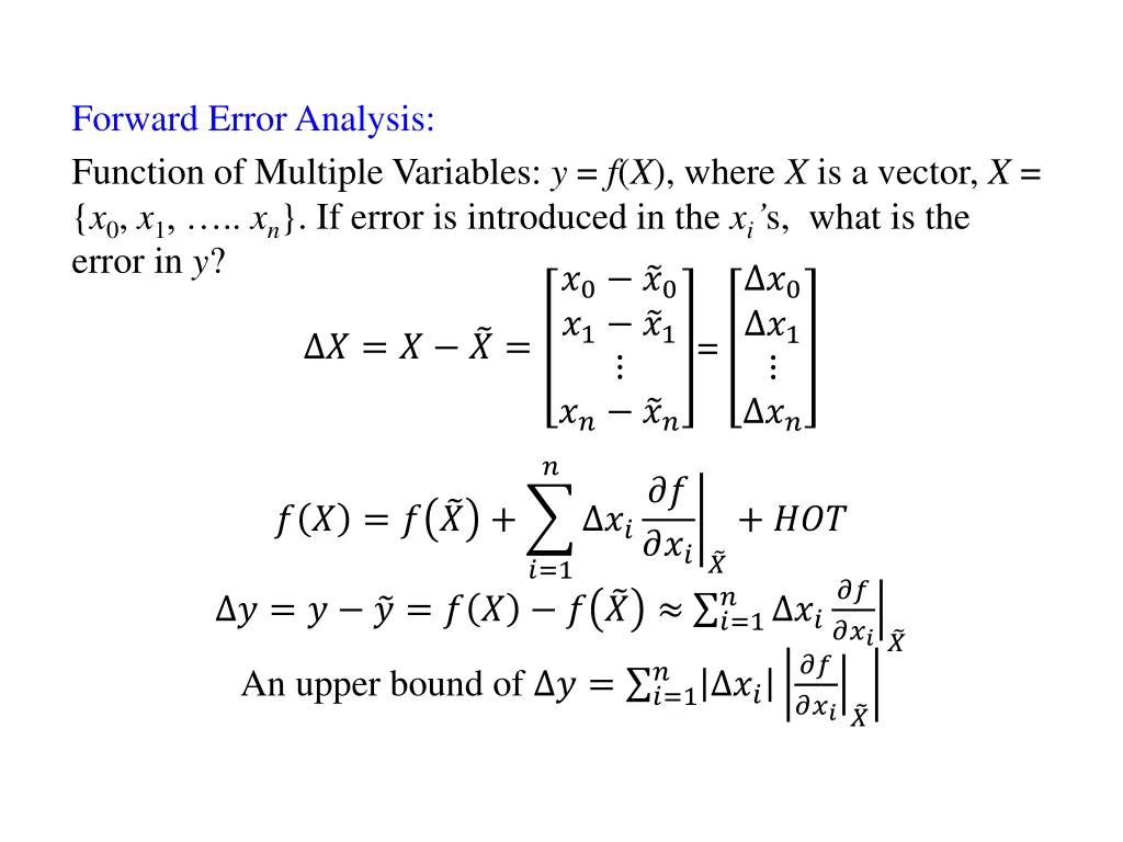 forward error analysis function of multiple