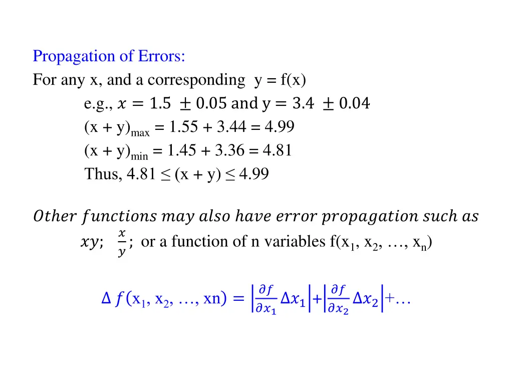 propagation of errors