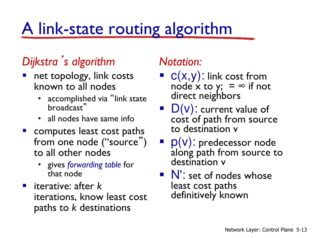 a link state routing algorithm