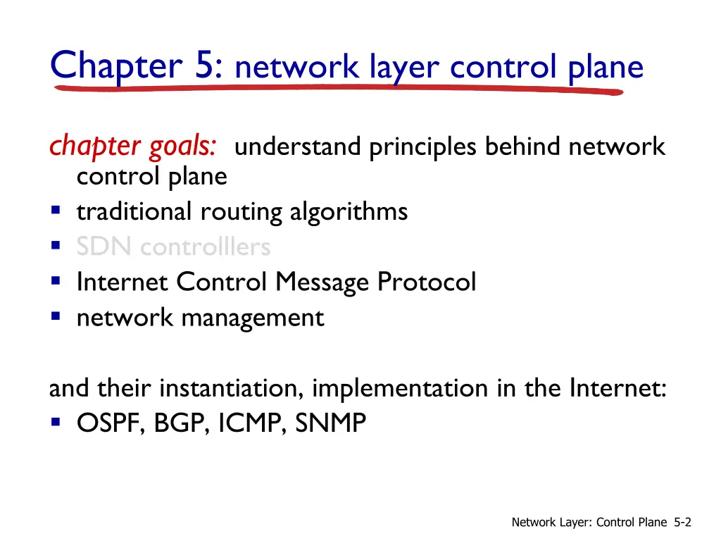 chapter 5 network layer control plane