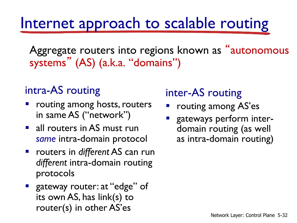 internet approach to scalable routing