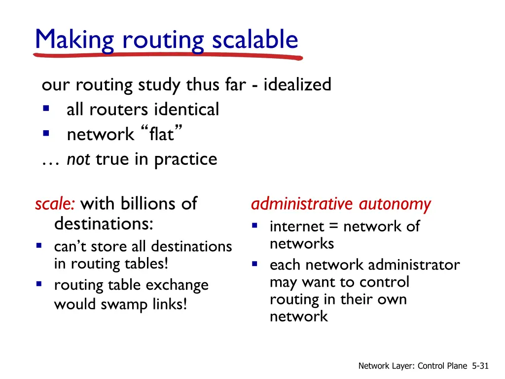 making routing scalable