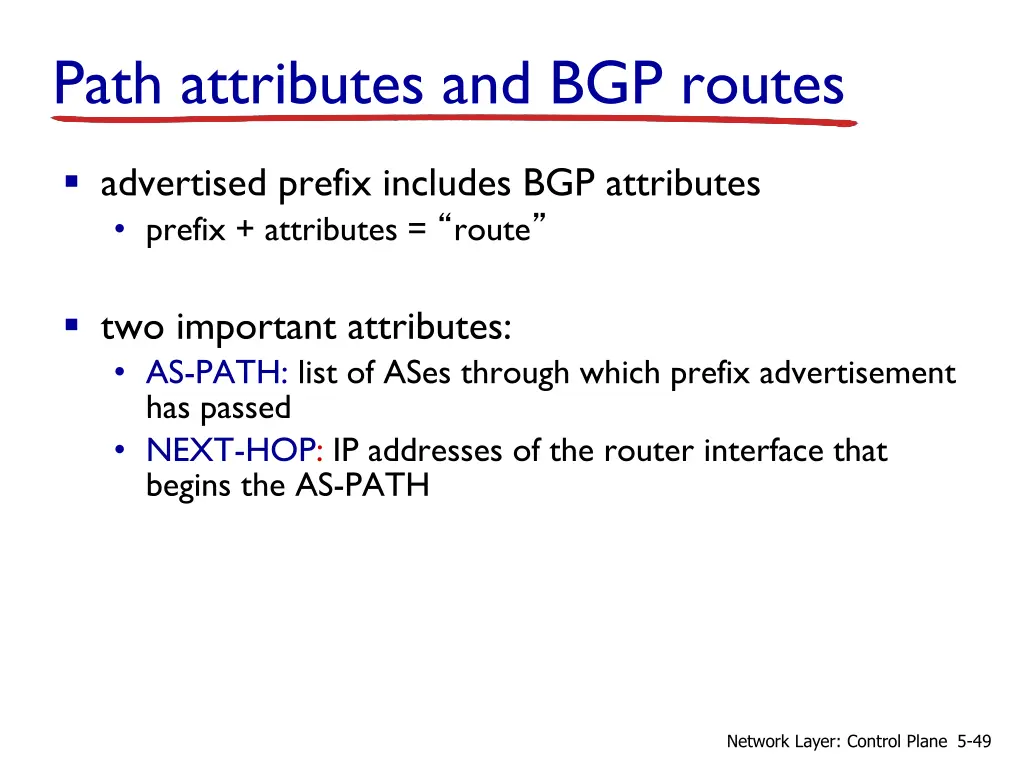 path attributes and bgp routes