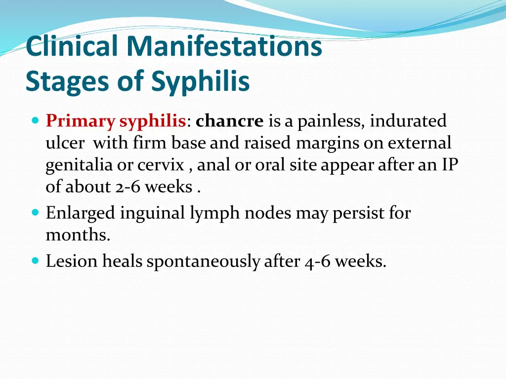 clinical manifestations stages of syphilis