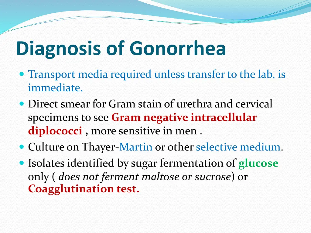 diagnosis of gonorrhea