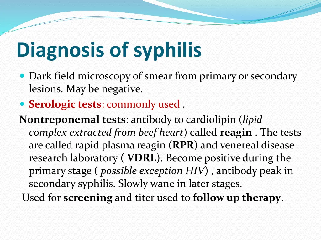 diagnosis of syphilis