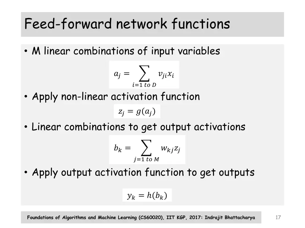 feed forward network functions