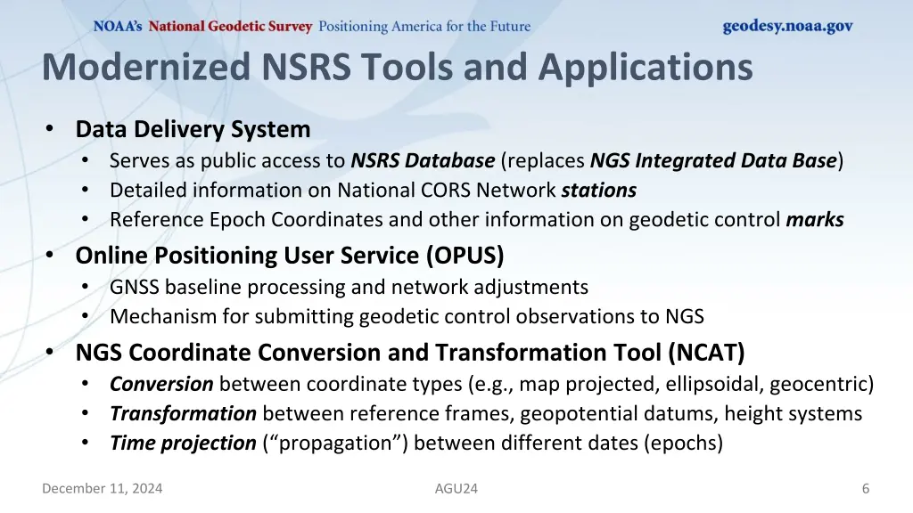 modernized nsrs tools and applications