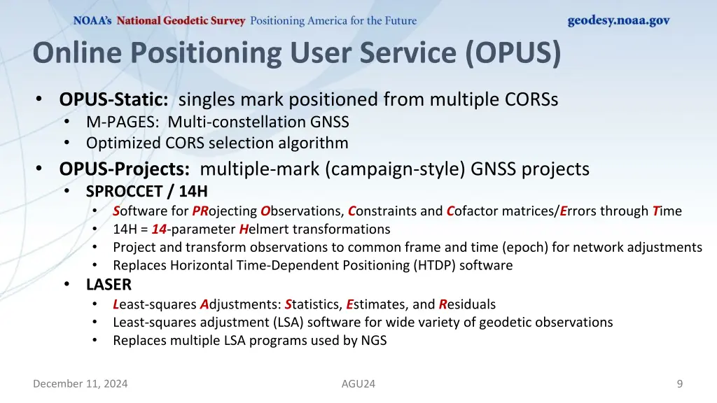 online positioning user service opus