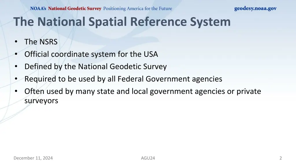 the national spatial reference system