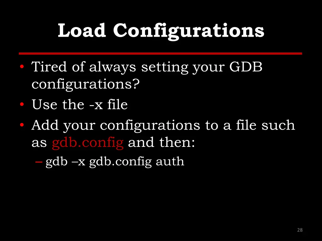 load configurations