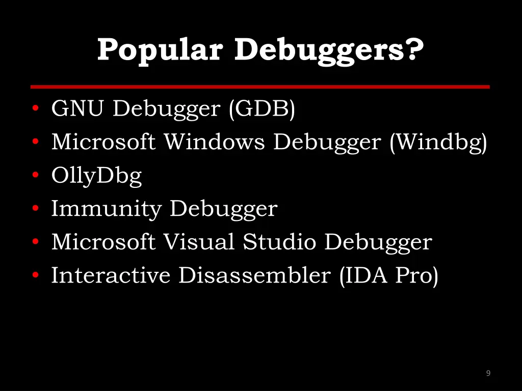 popular debuggers
