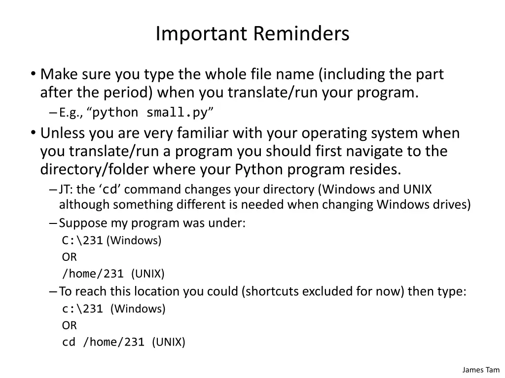 important reminders