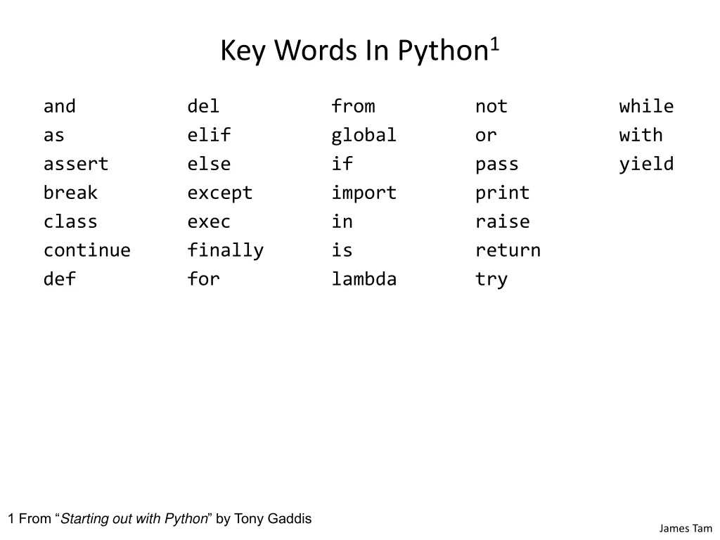 key words in python 1