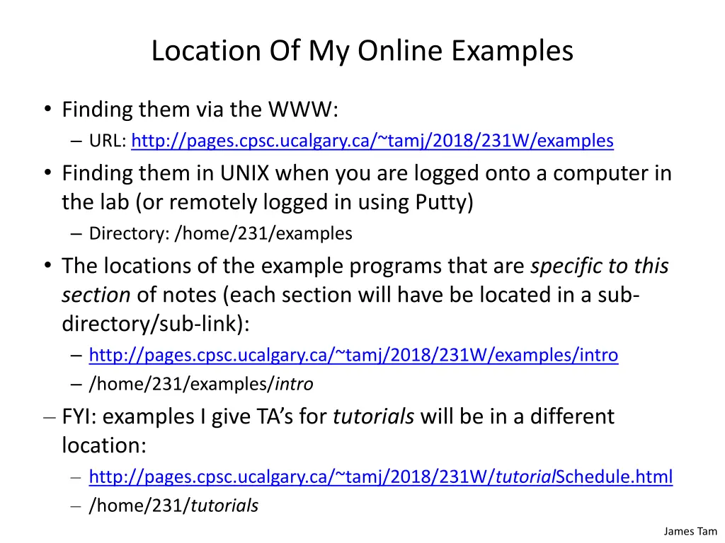 location of my online examples