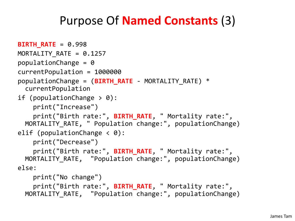 purpose of named constants 3