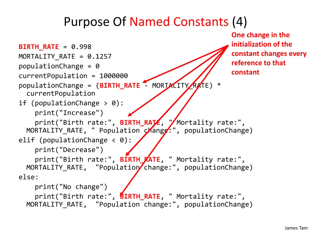purpose of named constants 4