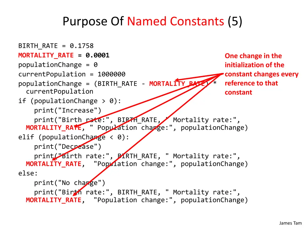 purpose of named constants 5