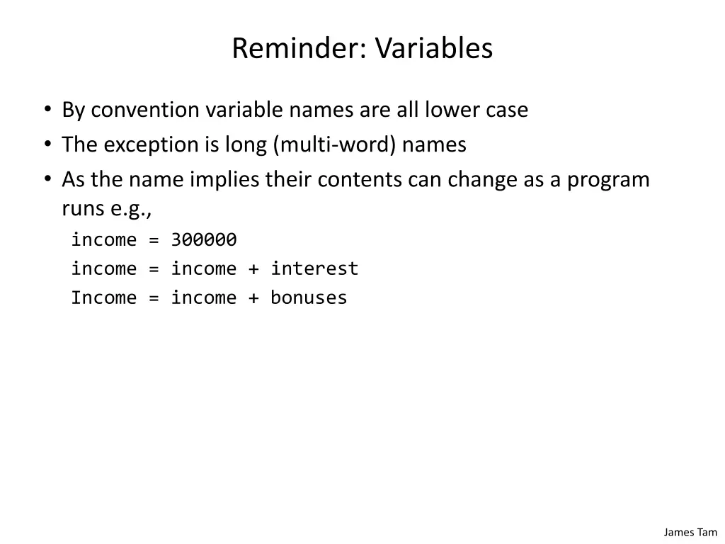 reminder variables