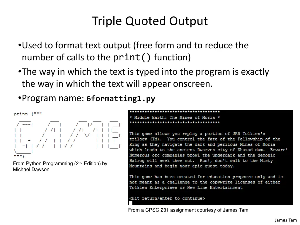 triple quoted output